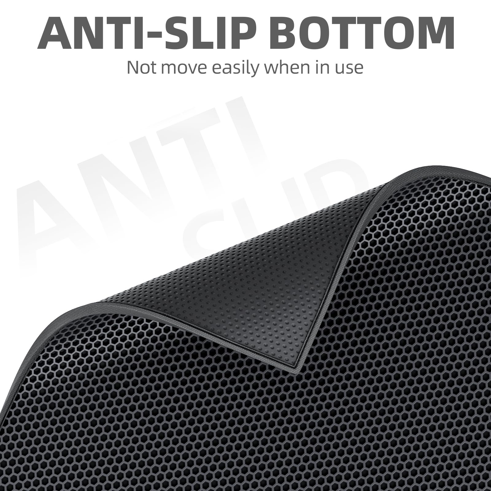 ESTHELLO anti-slip backing keeps the mat secure on slick floors