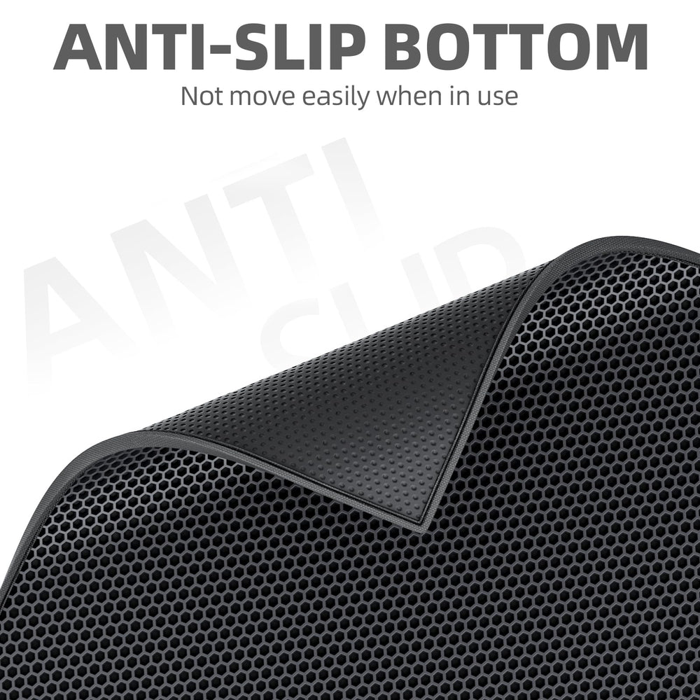 ESTHELLO anti-slip backing keeps the mat secure on slick floors