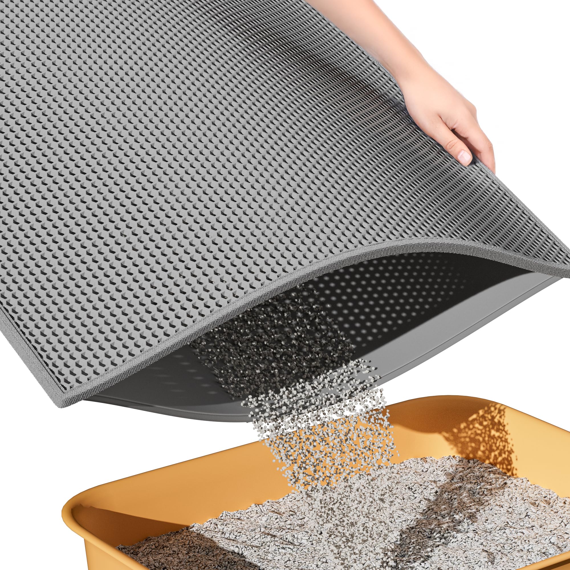 ESTHELLO Cat Litter Mat honeycomb top view captures litter effectively and keeps floors clean