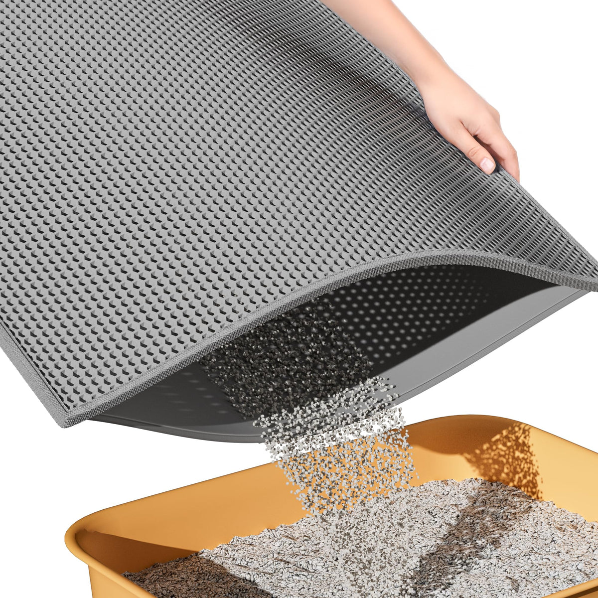 ESTHELLO Cat Litter Mat honeycomb top view captures litter effectively and keeps floors clean