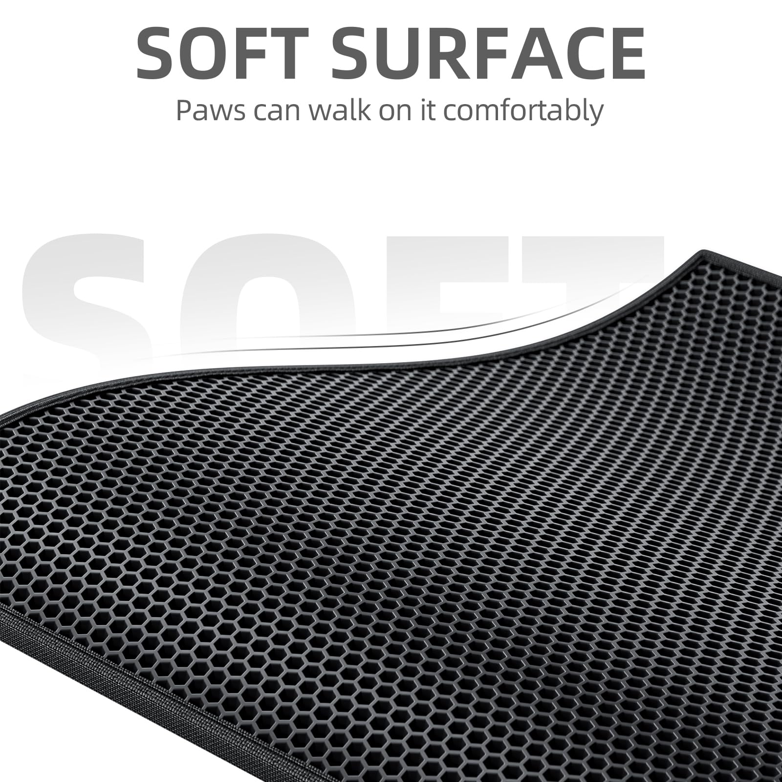 ESTHELLO cat litter mat placed under litter box for a cleaner floor area