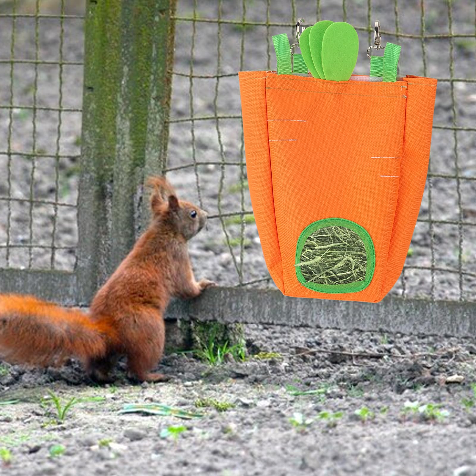 Estivaux packaging includes one carrot hay bag for small pet homes.