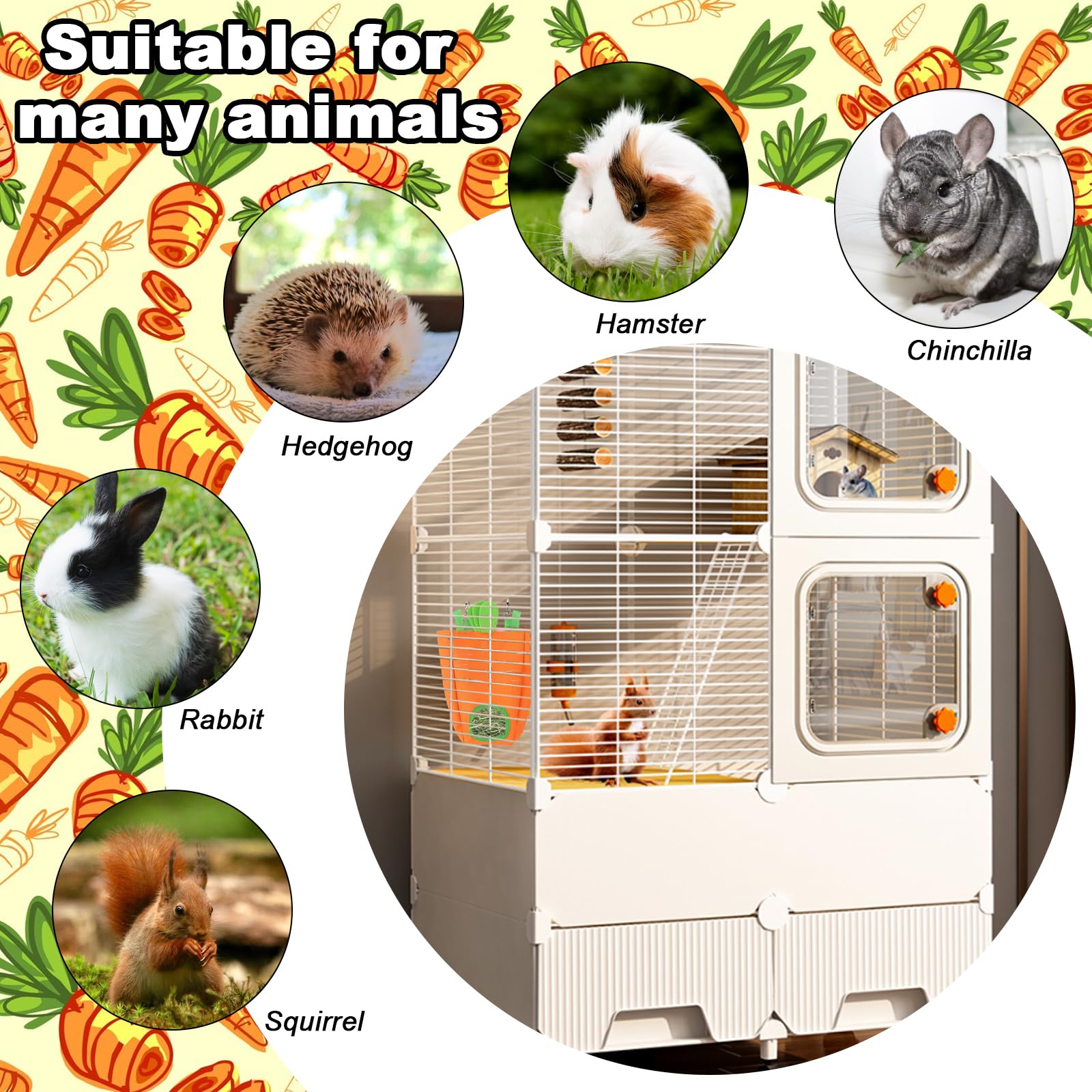 Estivaux rabbit hay feeder open Velcro for quick refills in a cage.