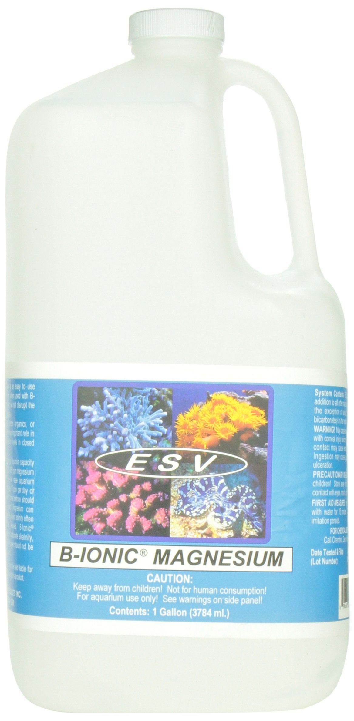 ESV Aquatics B-Ionic Magnesium bottle closeup demonstrates precise reef tank supplementation.