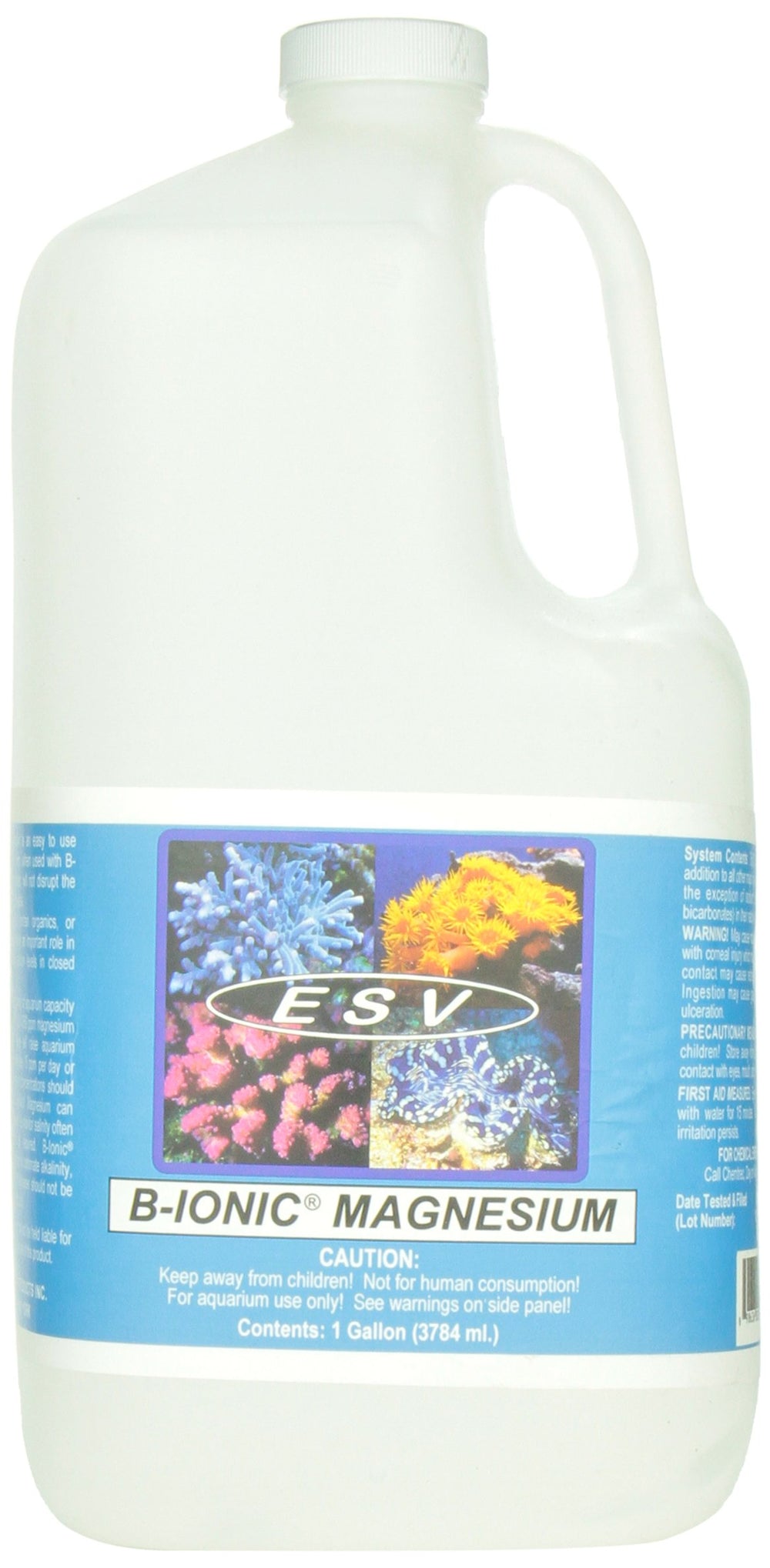 ESV Aquatics B-Ionic Magnesium bottle closeup demonstrates precise reef tank supplementation.