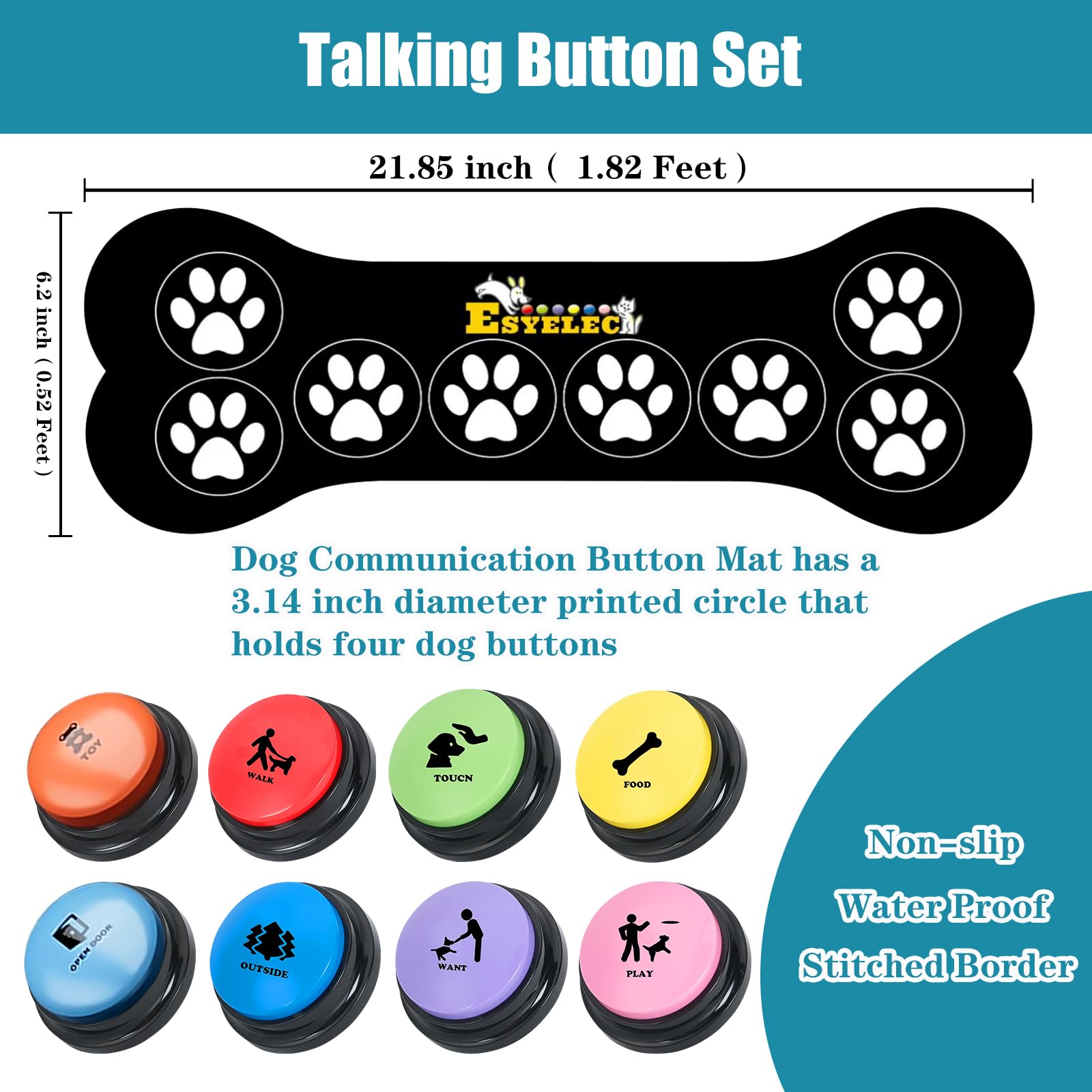 ESYELEC dog button mat provides stable placement during training