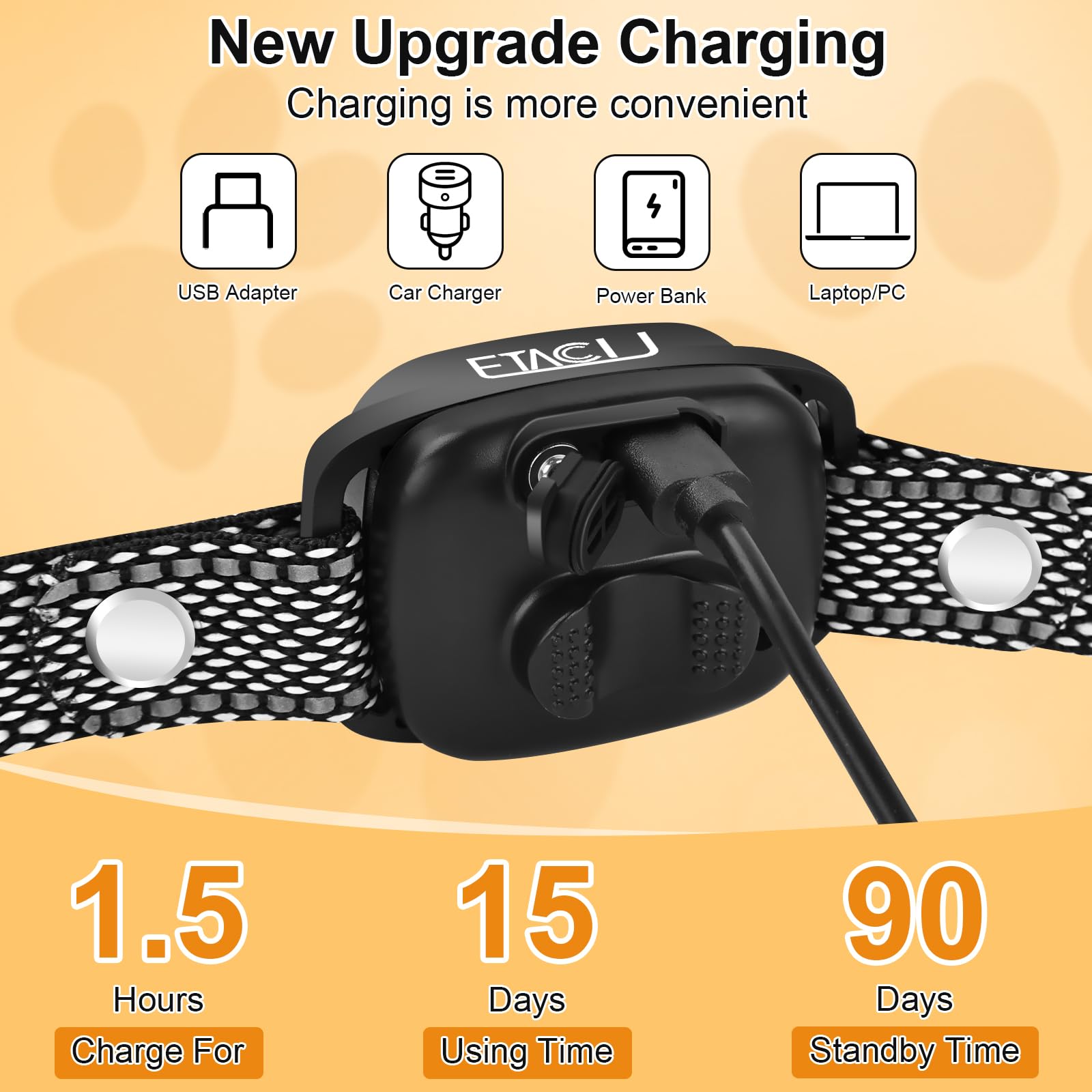 ETACCU IP67 waterproof collar ready for rain, pool, and park tests