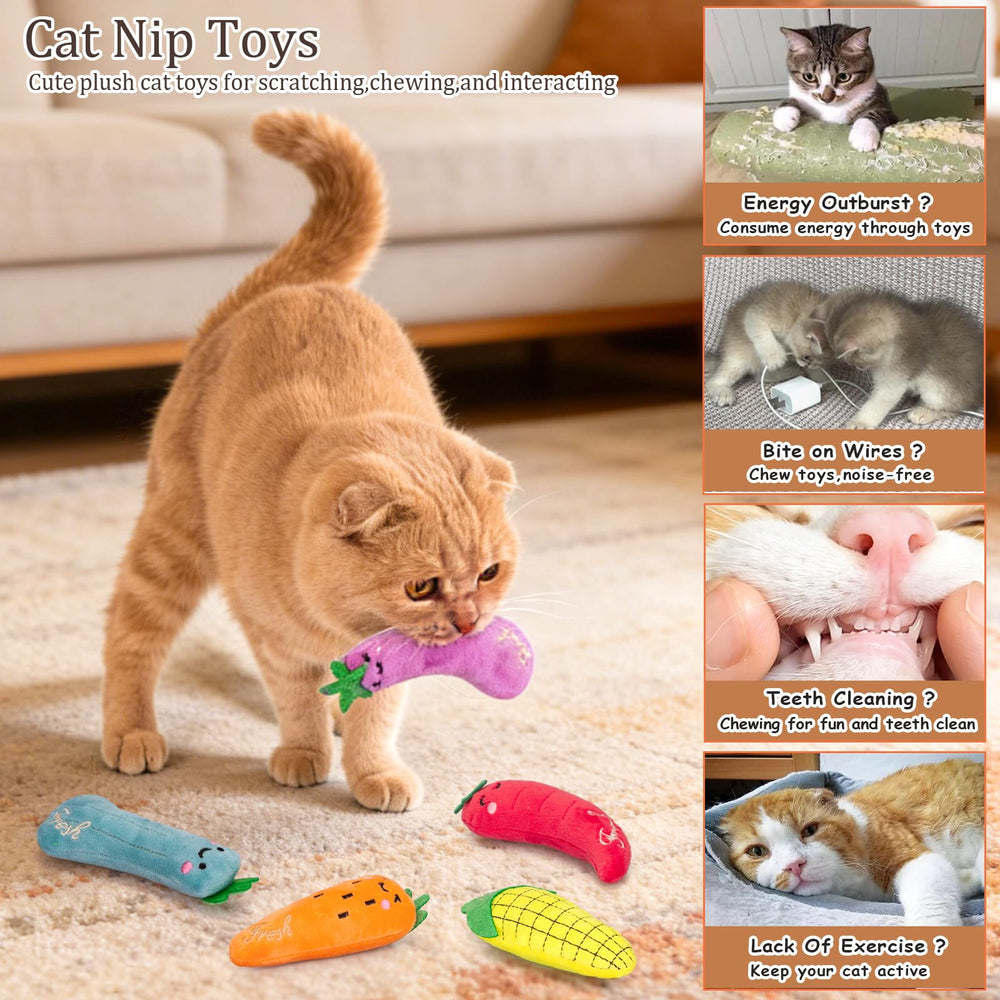 ETEKYER catnip vegetable toy corn excites senses and encourages playful chewing