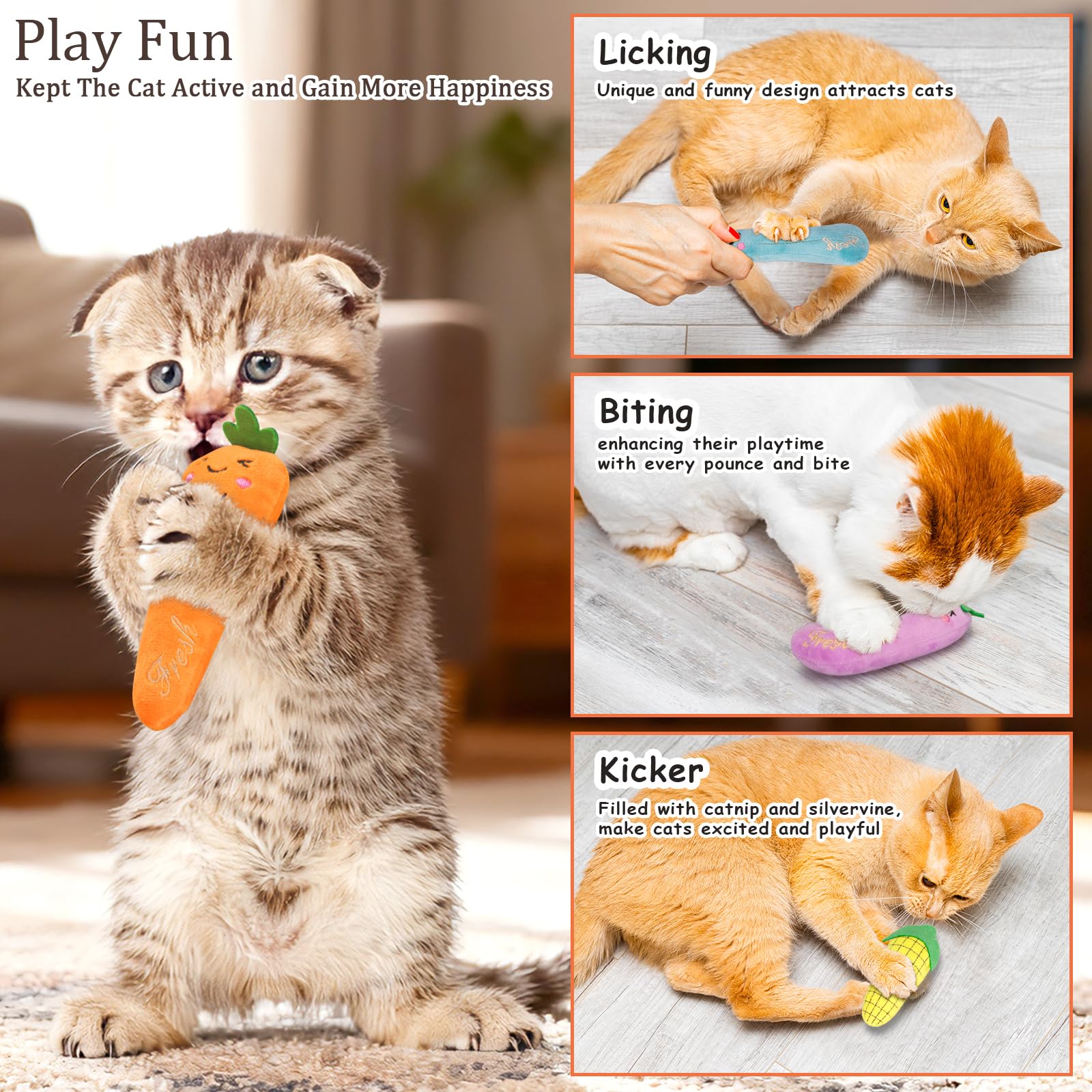ETEKYER catnip vegetable toy eggplant plush for safe chewing and cuddling