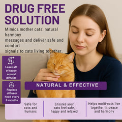 ETEVIVO cat calming diffuser being used in room helps reduce feline stress.