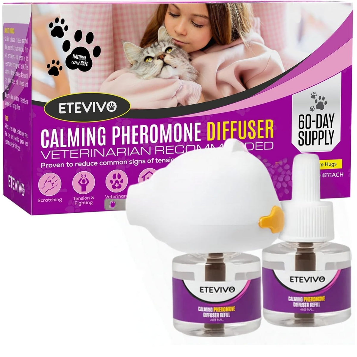 ETEVIVO Cat Pheromones Diffuser in room promotes a calmer, stress-reducing environment for cats.