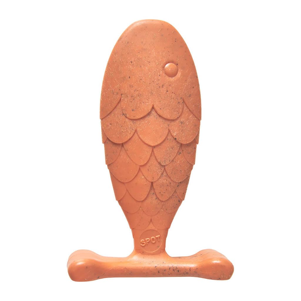 Ethical Pet Bam-Bone Fish Salmon dog toy, 5.5-inch, promotes dental care and engaging play.