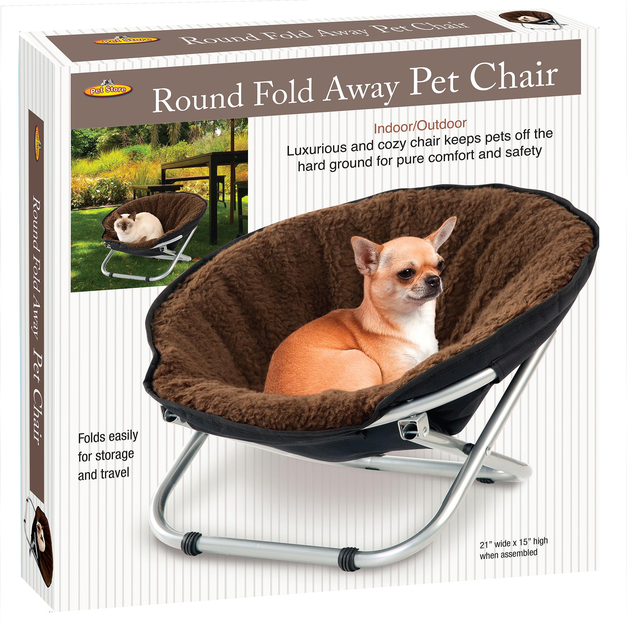 Etna pet cozy chair cushion detail highlights round fleece top.