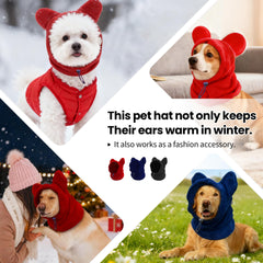 ETOFIXEE dog snood red neck gaiter closeup shows adjustable, secure fit