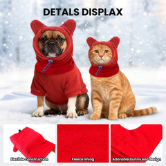 ETOFIXEE dog snood red on dog during walk demonstrates warm, comfortable coverage