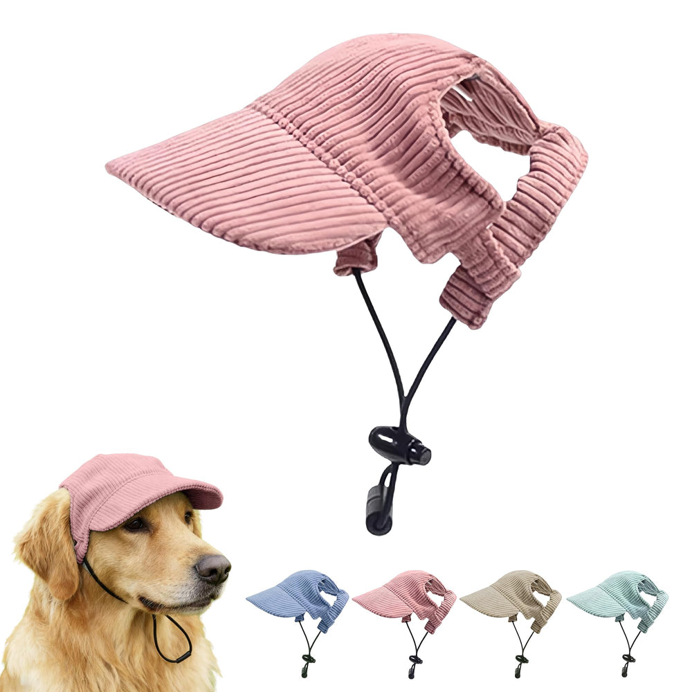 ETOFIXEE pet baseball cap with ear holes pink front view for sun protection