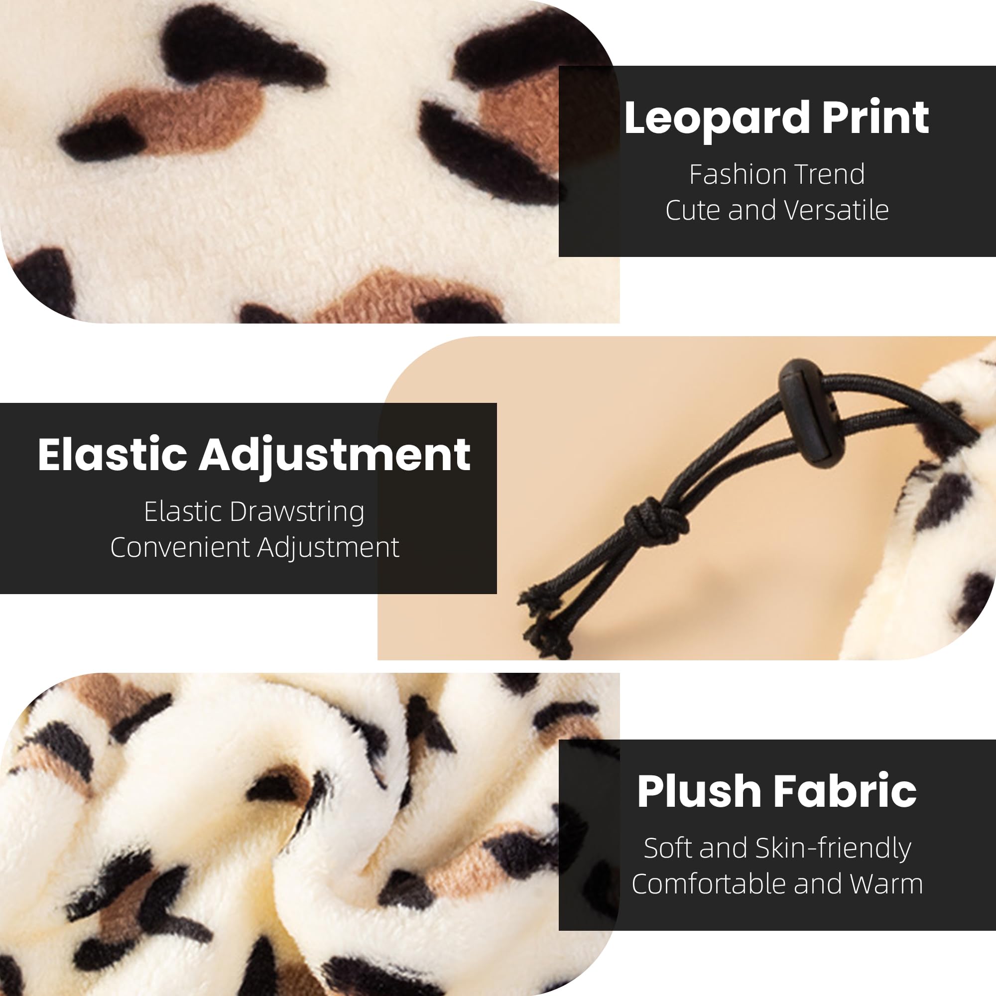 ETOFIXEE leopard print neck warmer worn by cat for cozy indoor lounging.