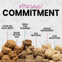 Etta Says Eat Simple freeze-dried lamb treats close-up, emphasizing single-ingredient simplicity.