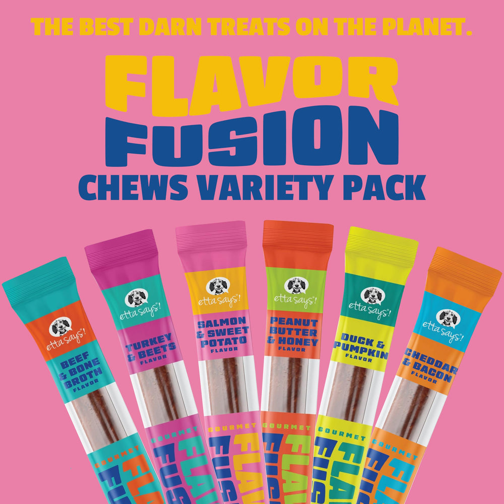 Etta Says Flavor Fusion 12-pack display highlights six flavors.
