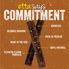 Etta Says Premium Crunchy 4.5-inch beef dog chew – protein-packed chew for engaging playtime.