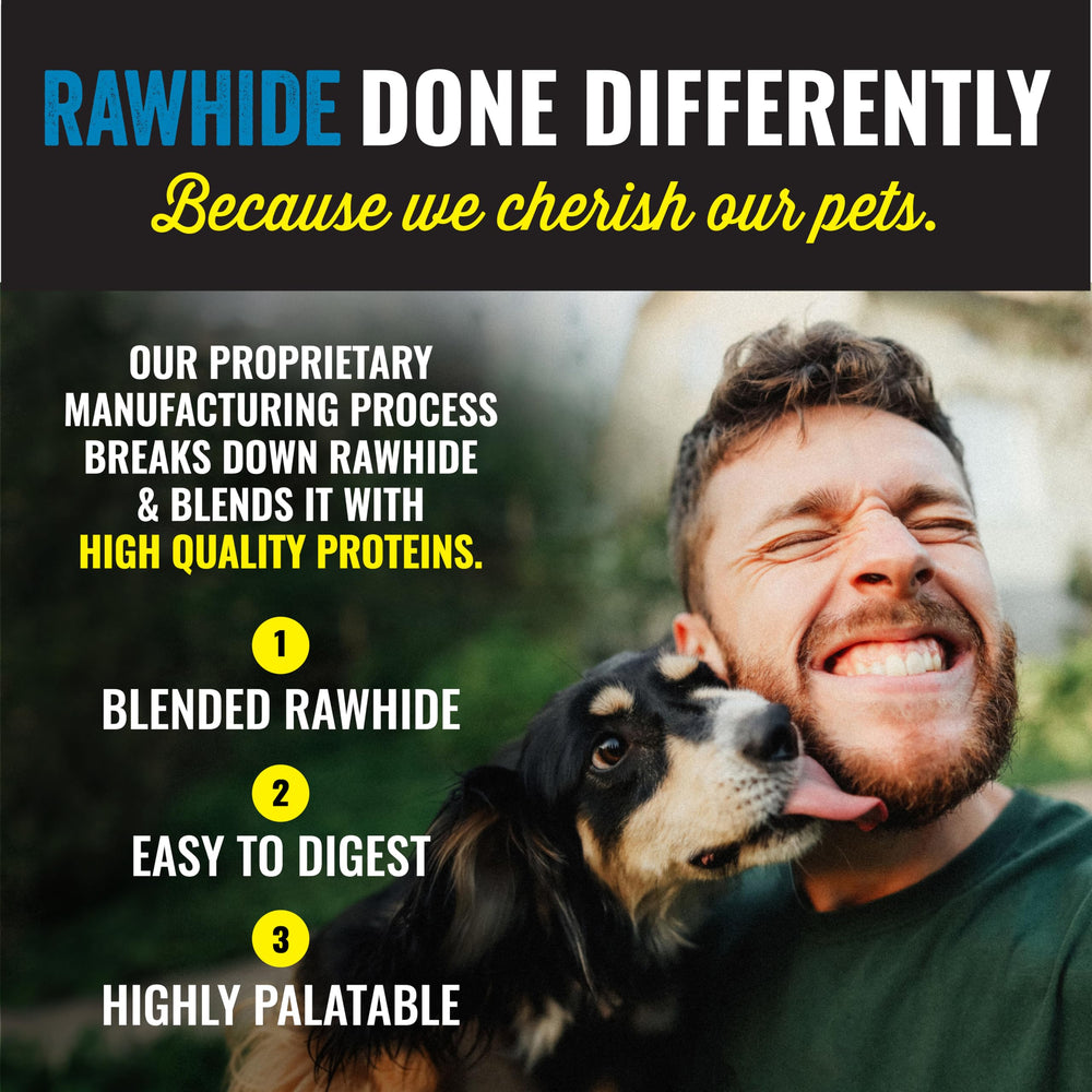etta says premium crunchy 7-inch rabbit dog chew dog actively chewing during play