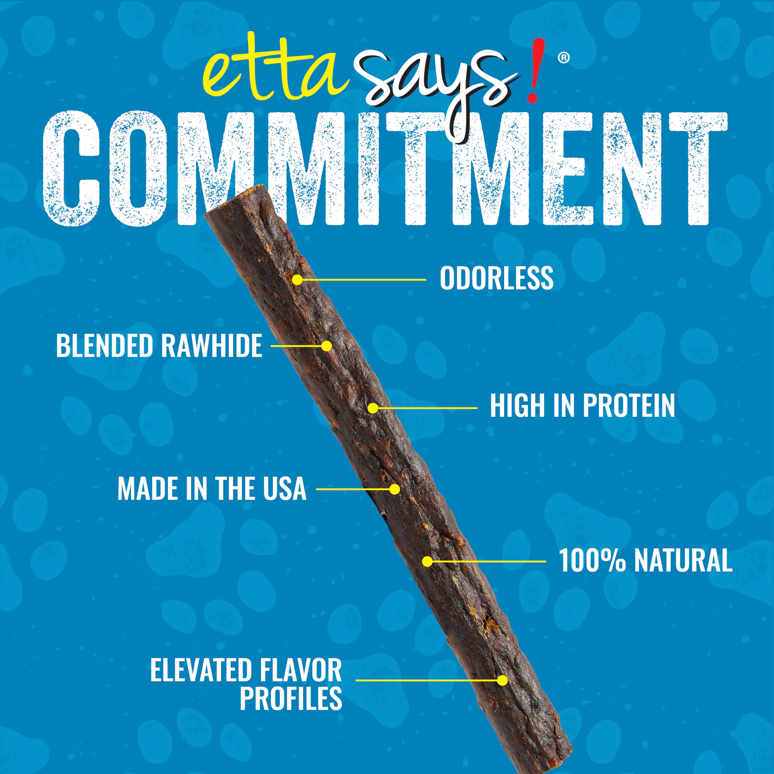 etta says premium crunchy 7-inch rabbit dog chew natural ingredients label close-up