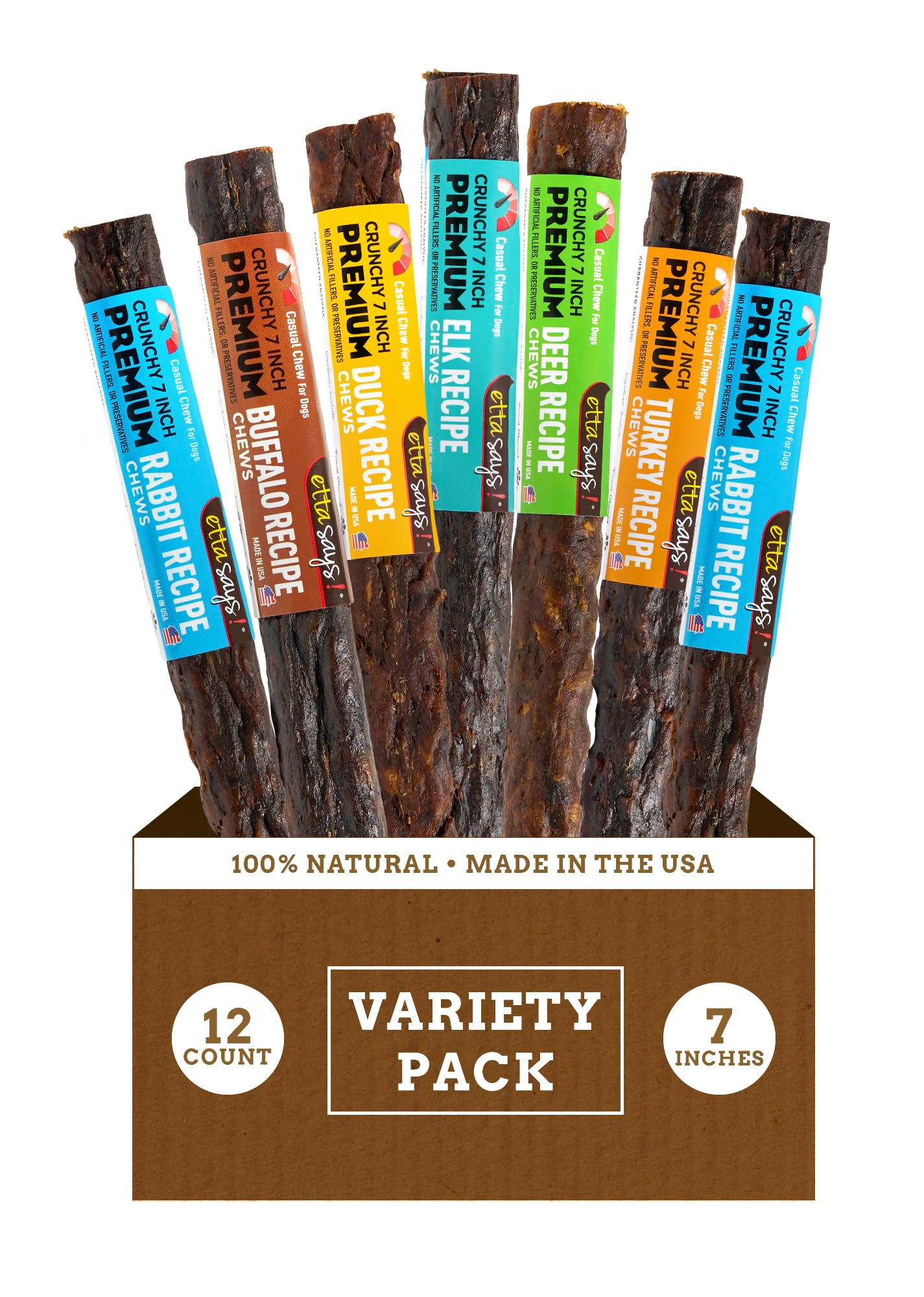 etta says! 7-inch duck chew—protein-packed treat for active dogs.