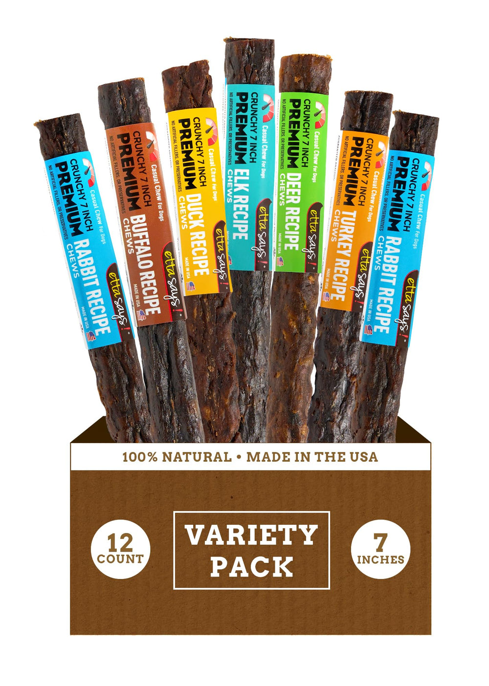 etta says! 7-inch duck chew—protein-packed treat for active dogs.