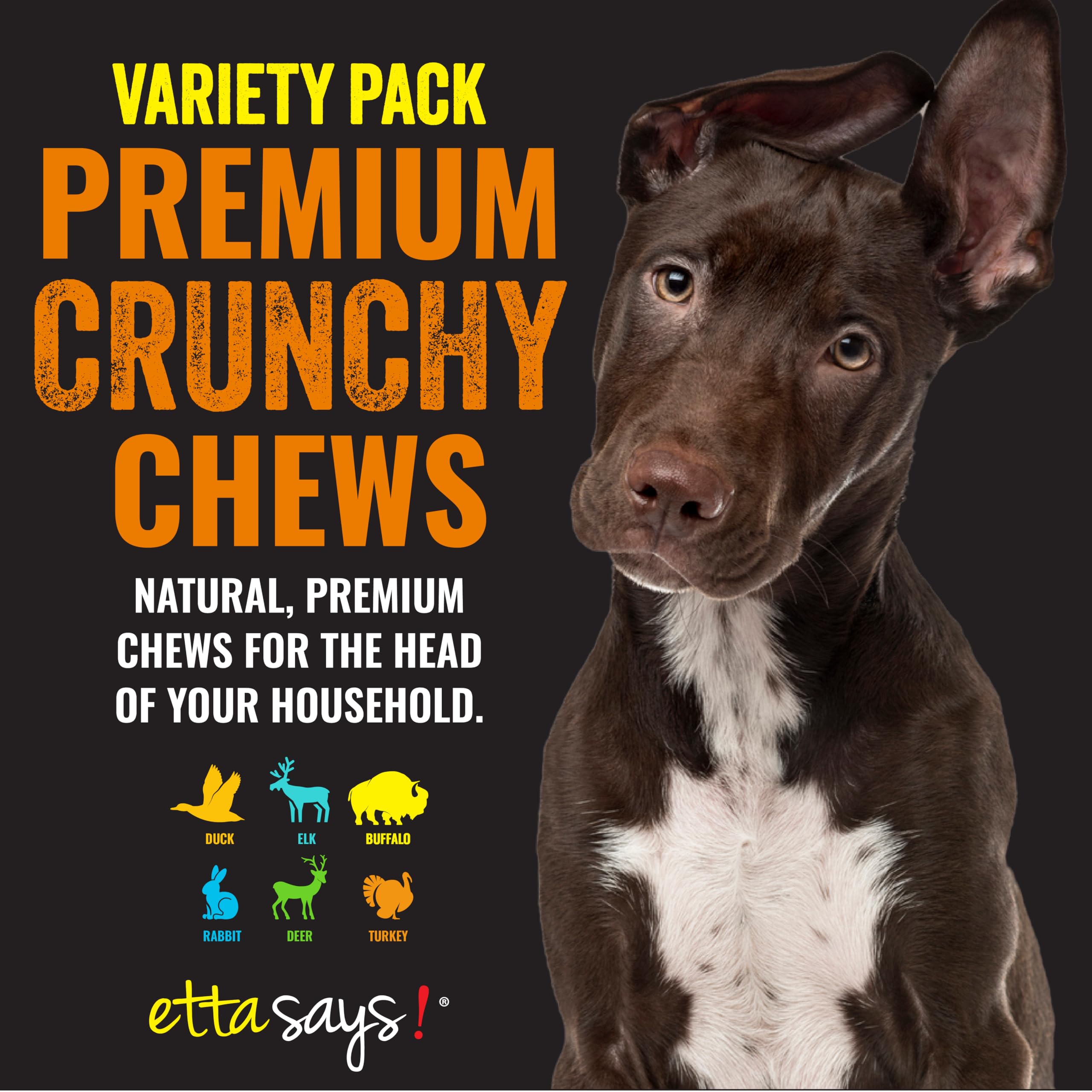 etta says premium crunchy dog chews rabbit variation—easy-to-digest bites for teeth and gums