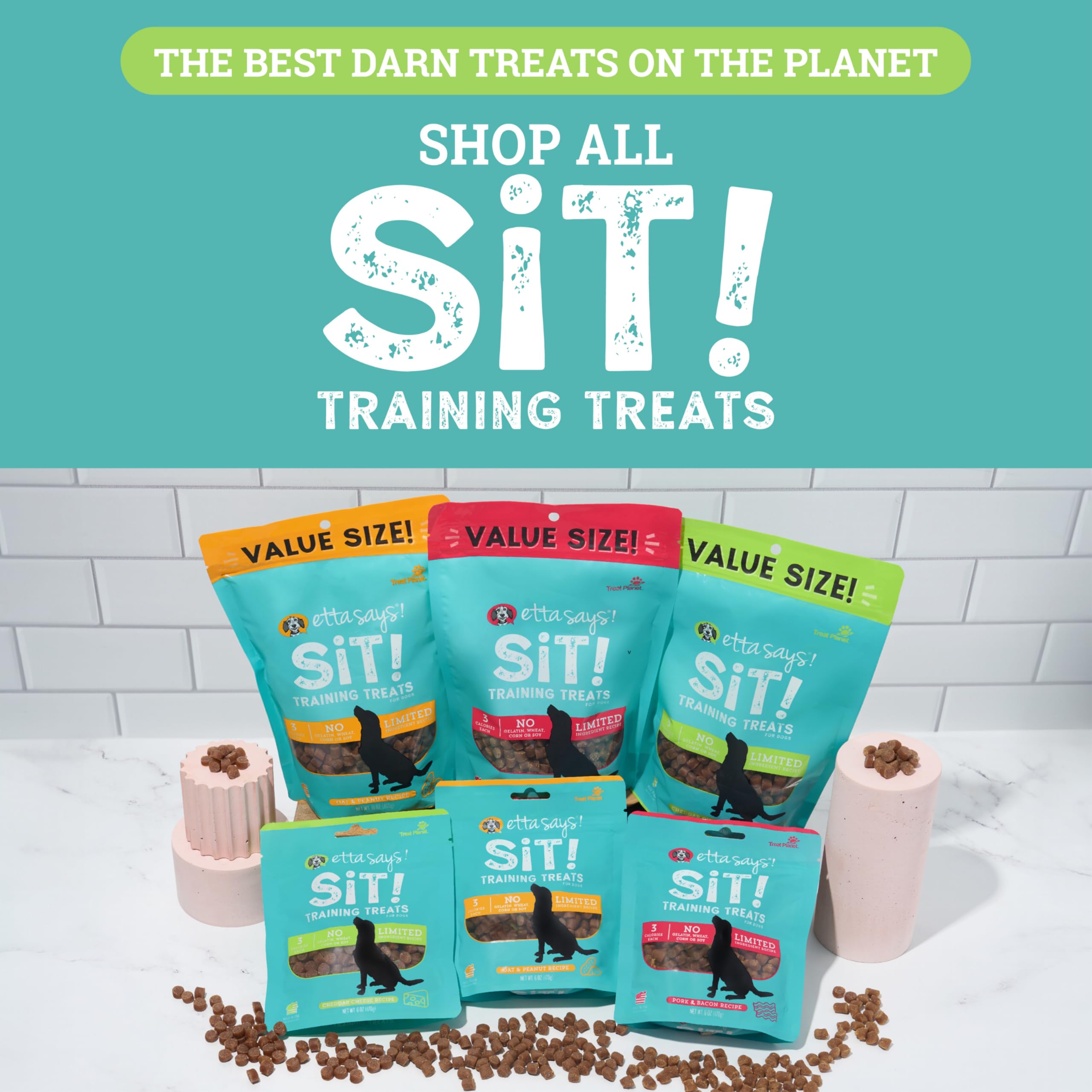 Etta Says Sit Training Treats convenient pack for everyday practice.