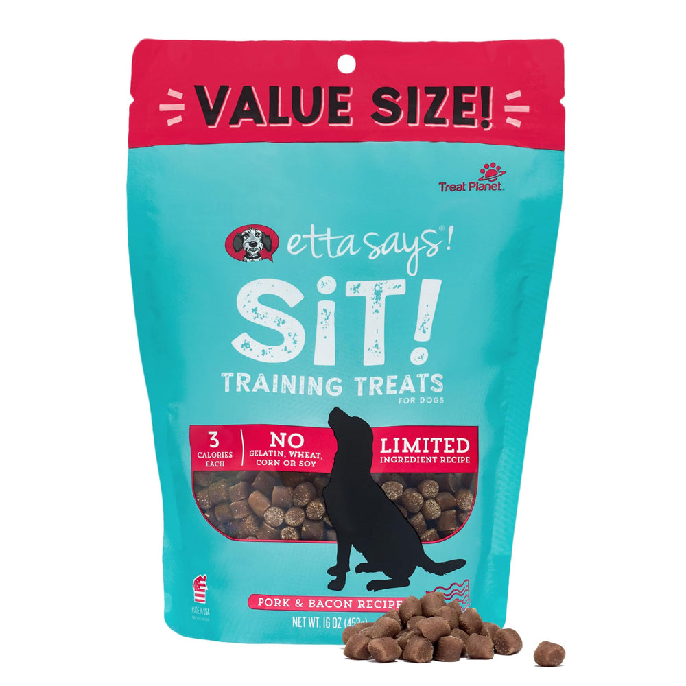 etta says! Training Treats soft pork-bacon bites perfect for quick training rewards.
