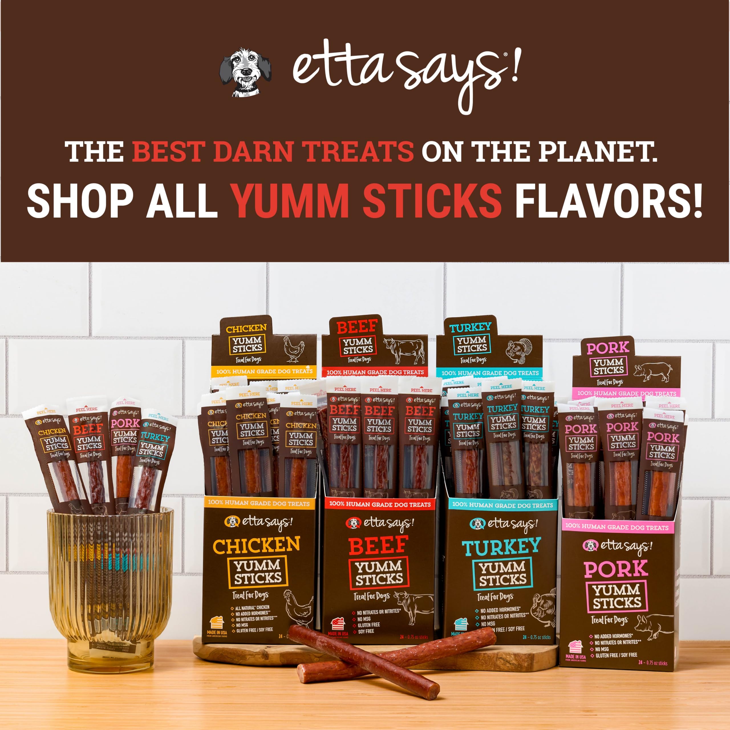 etta says! Yumm Sticks usa made claim photo underscores domestic sourcing
