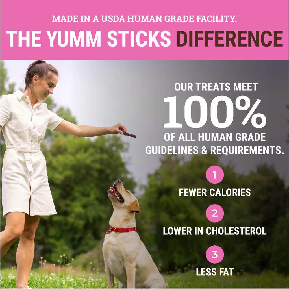 etta says! Yumm Sticks individually wrapped — fresh, convenient dog treats on the go.