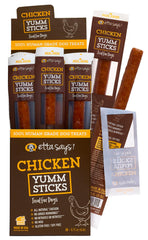 etta says! Yumm Sticks packaging showcases USA-made dog treats for freshness and convenience.