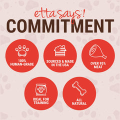 etta says! Yumm Sticks training reward image – protein-packed beef for active dogs.
