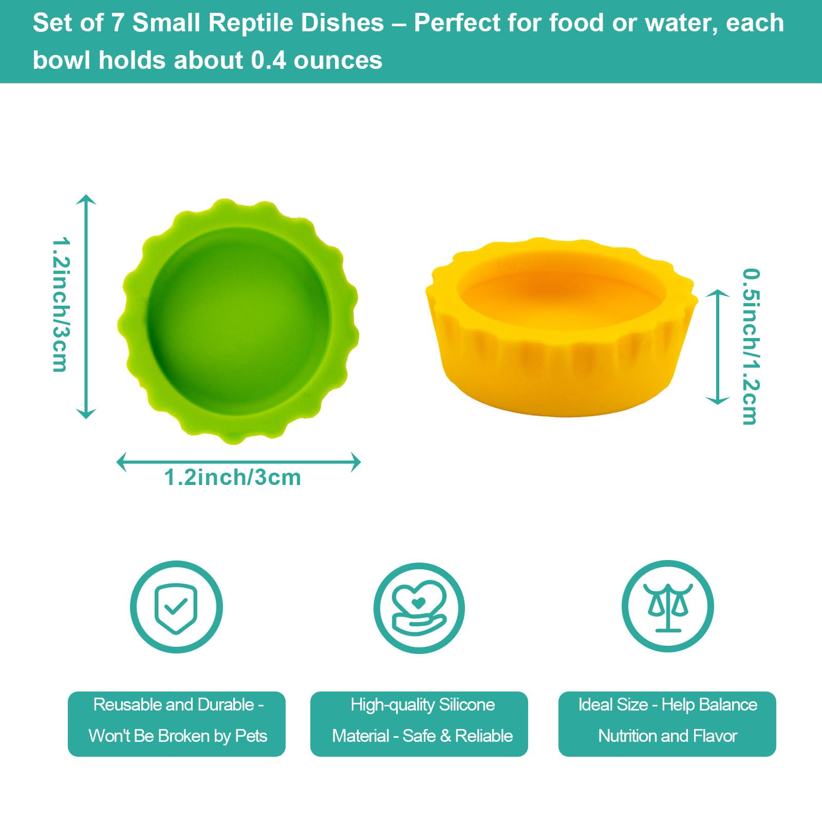 Eudimysx small reptile bowl size 1.2x1.2x0.5 inches supports portioned meals