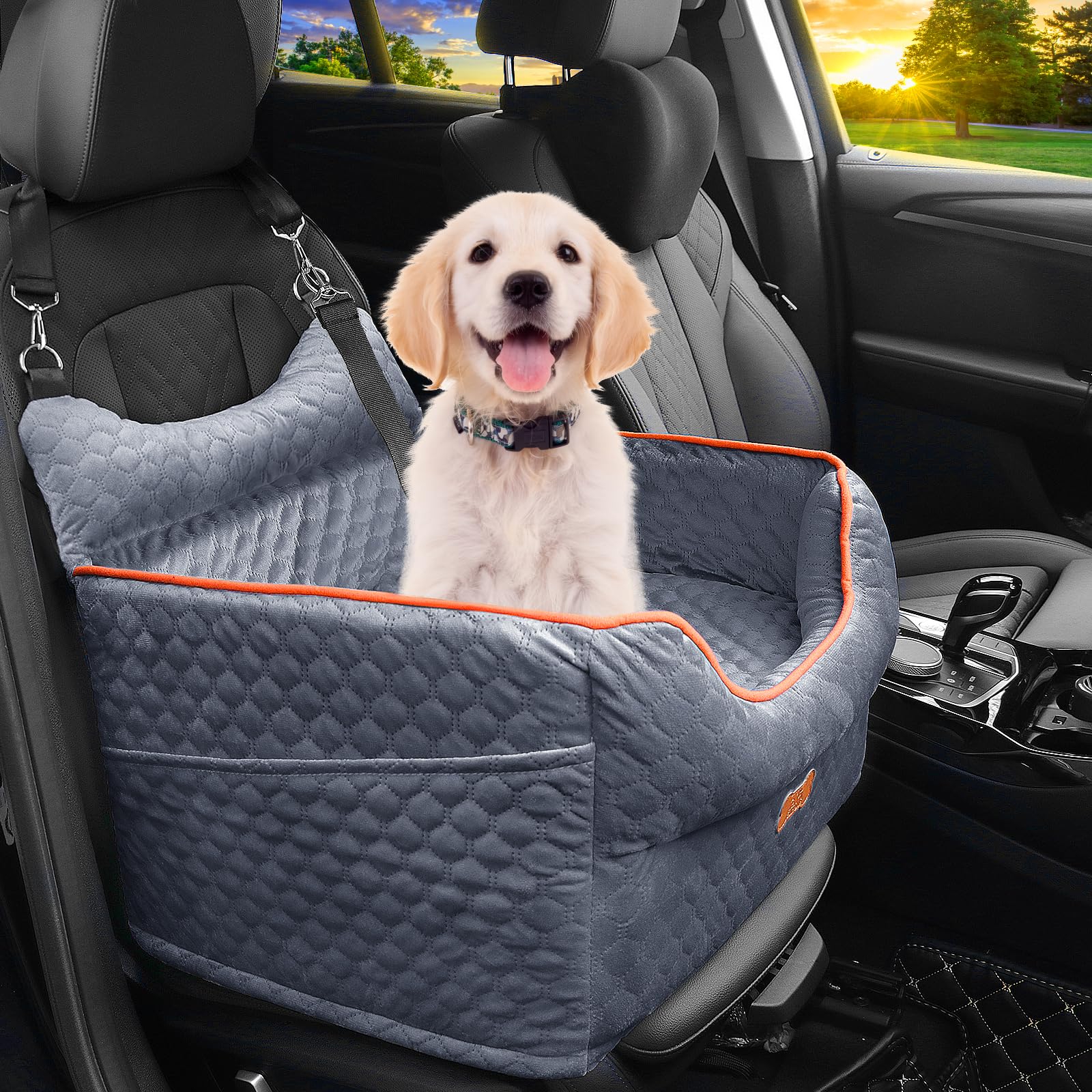 EUHAMS dog booster seat front view for raised visibility and calmer car rides