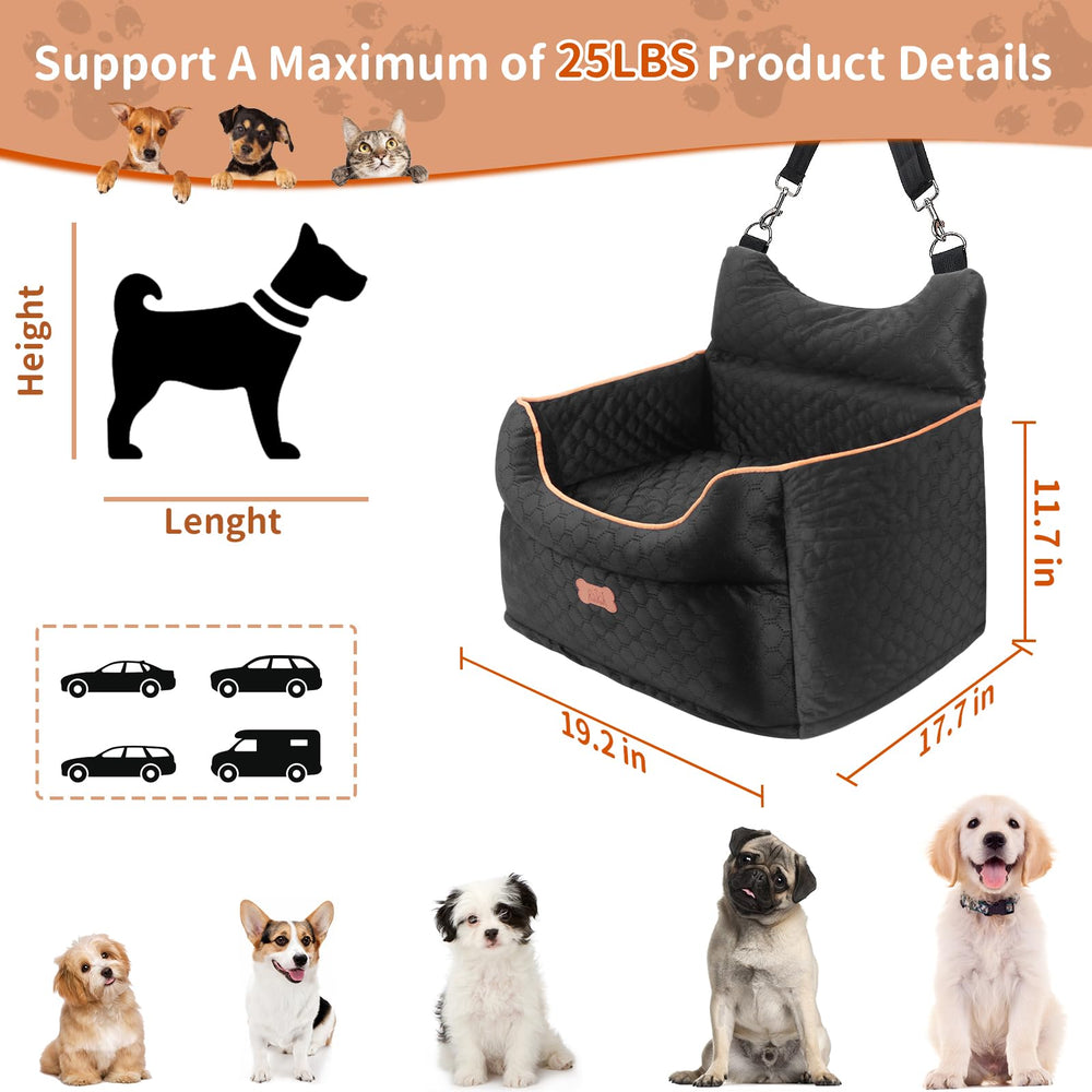 EUHAMS dog seat with edge bolster keeps small dogs secure during rides.