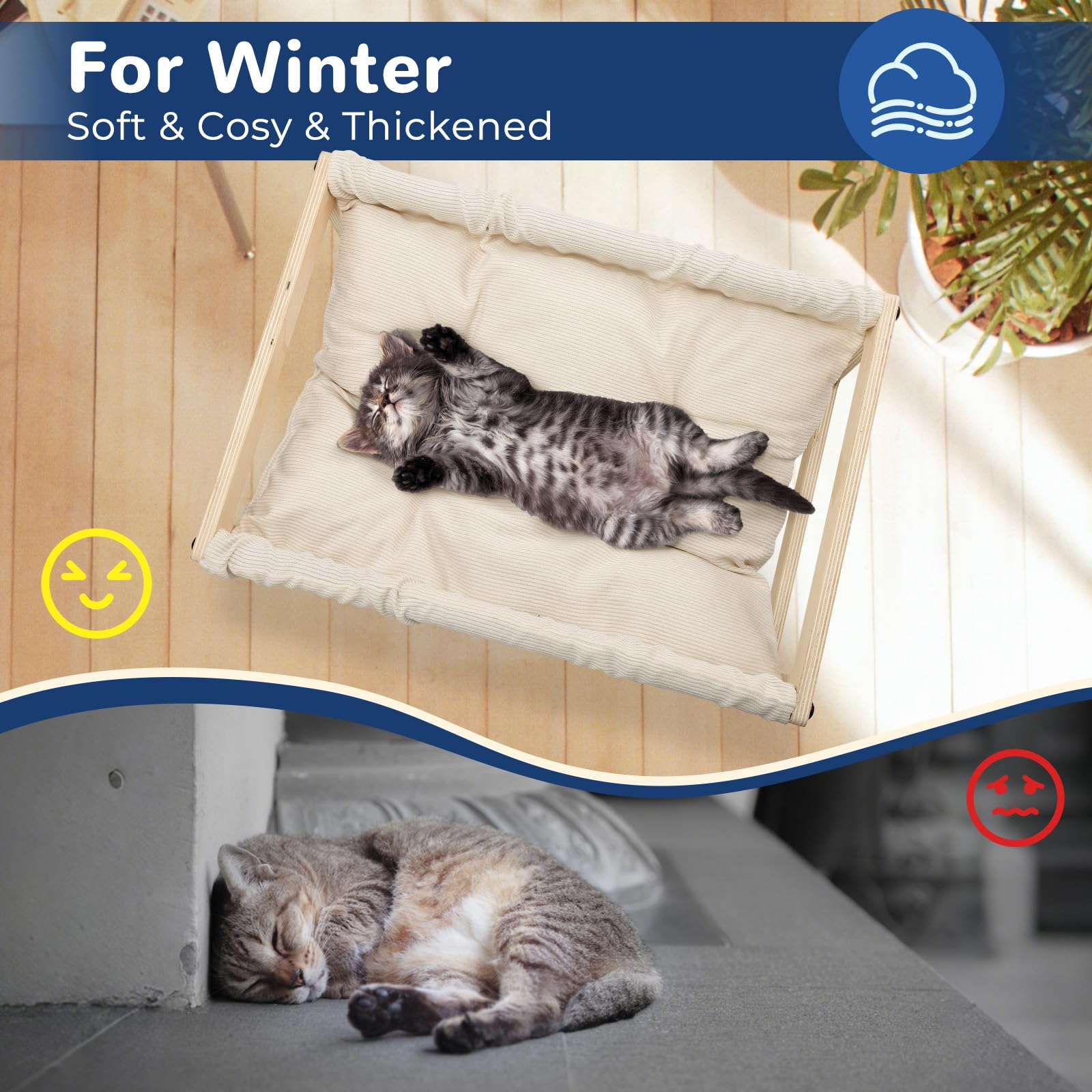 EUIJOIP cat bed 360 view enables easy monitoring of your pet.
