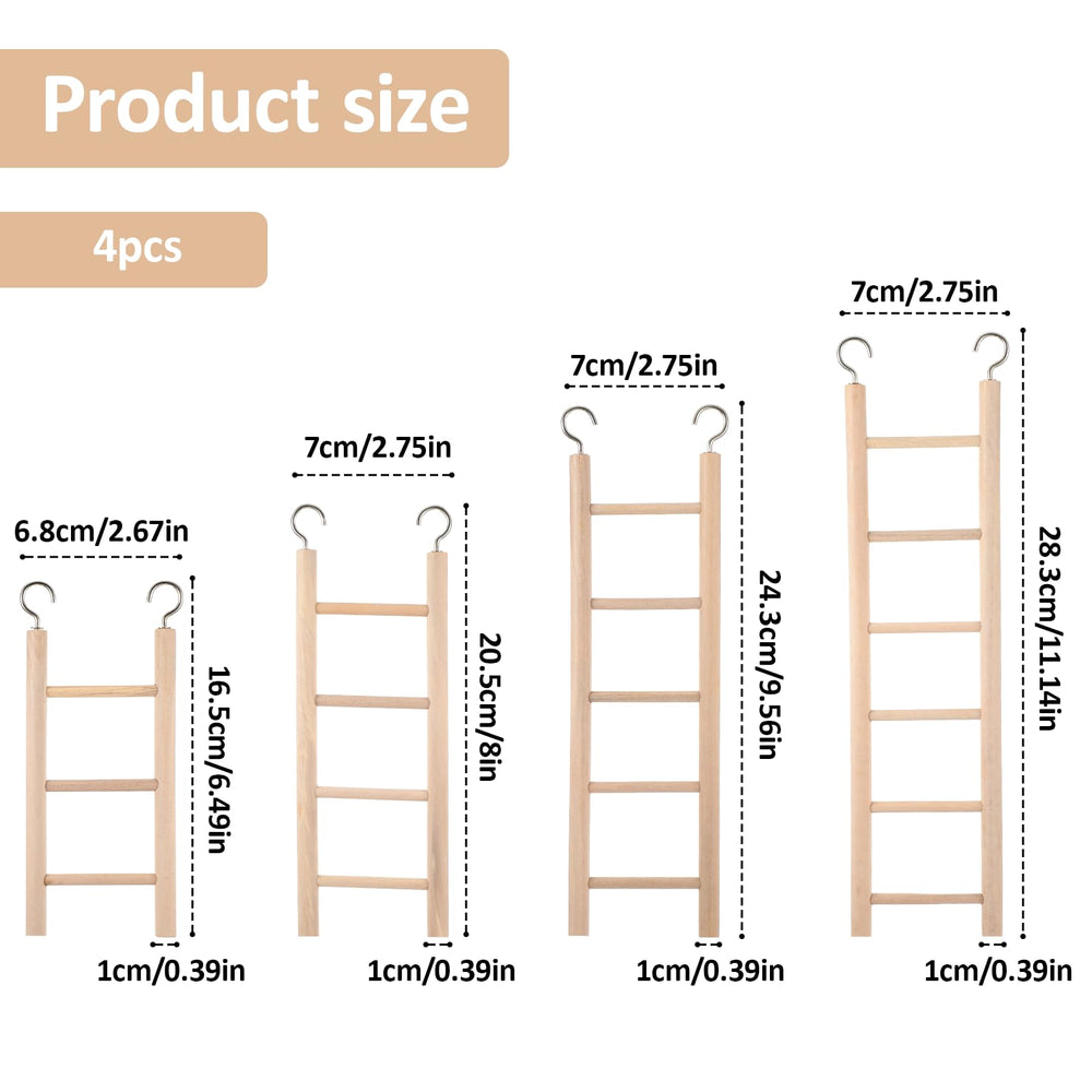 EupHHonycs bird ladder 4-rung wooden view highlights multi-level play