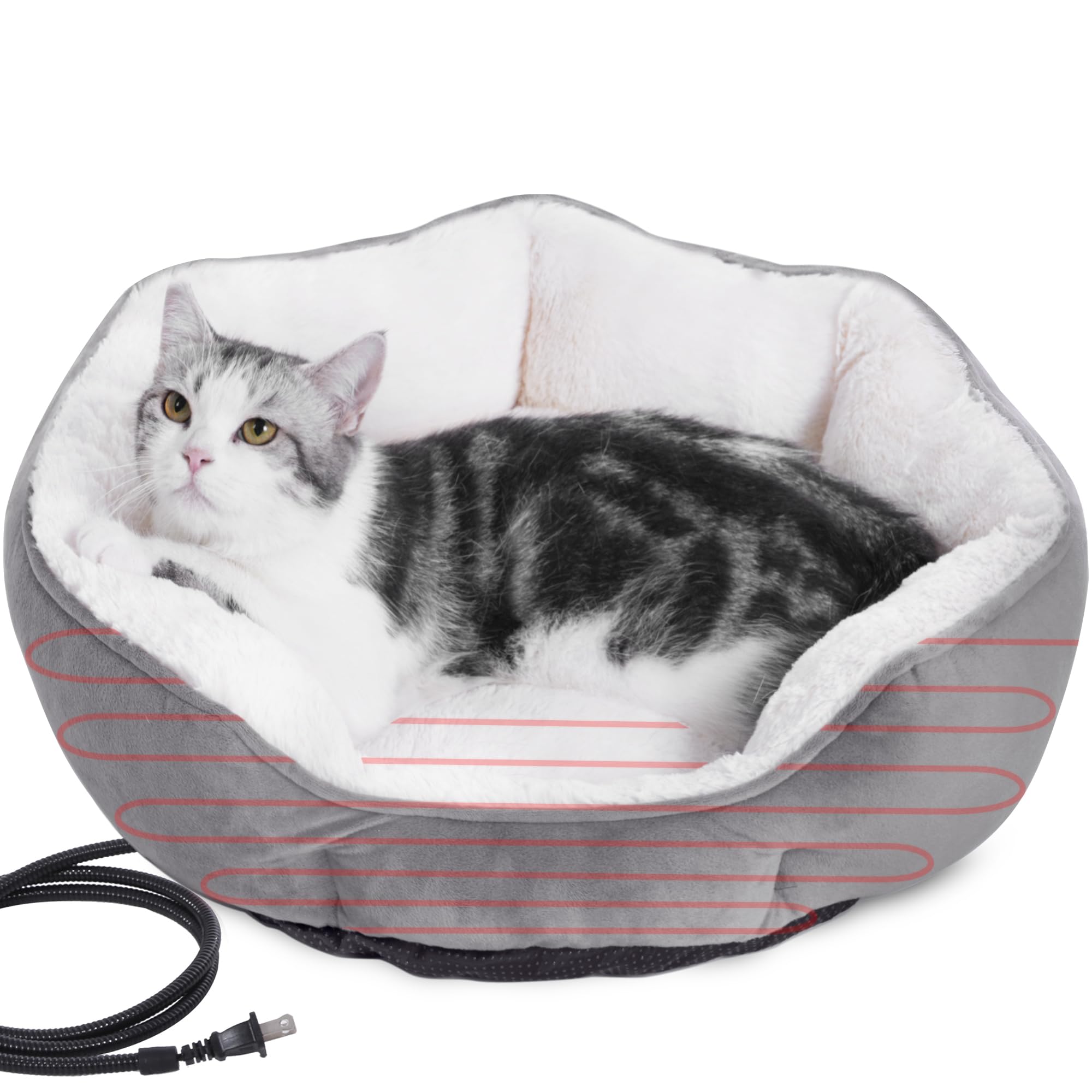 EursurePet heated bed round velvet cover offers luxurious warmth and comfort for pets.