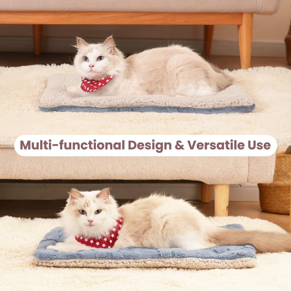 EursurePet self-warming bed reversible-sides close-up highlights plush warmth.