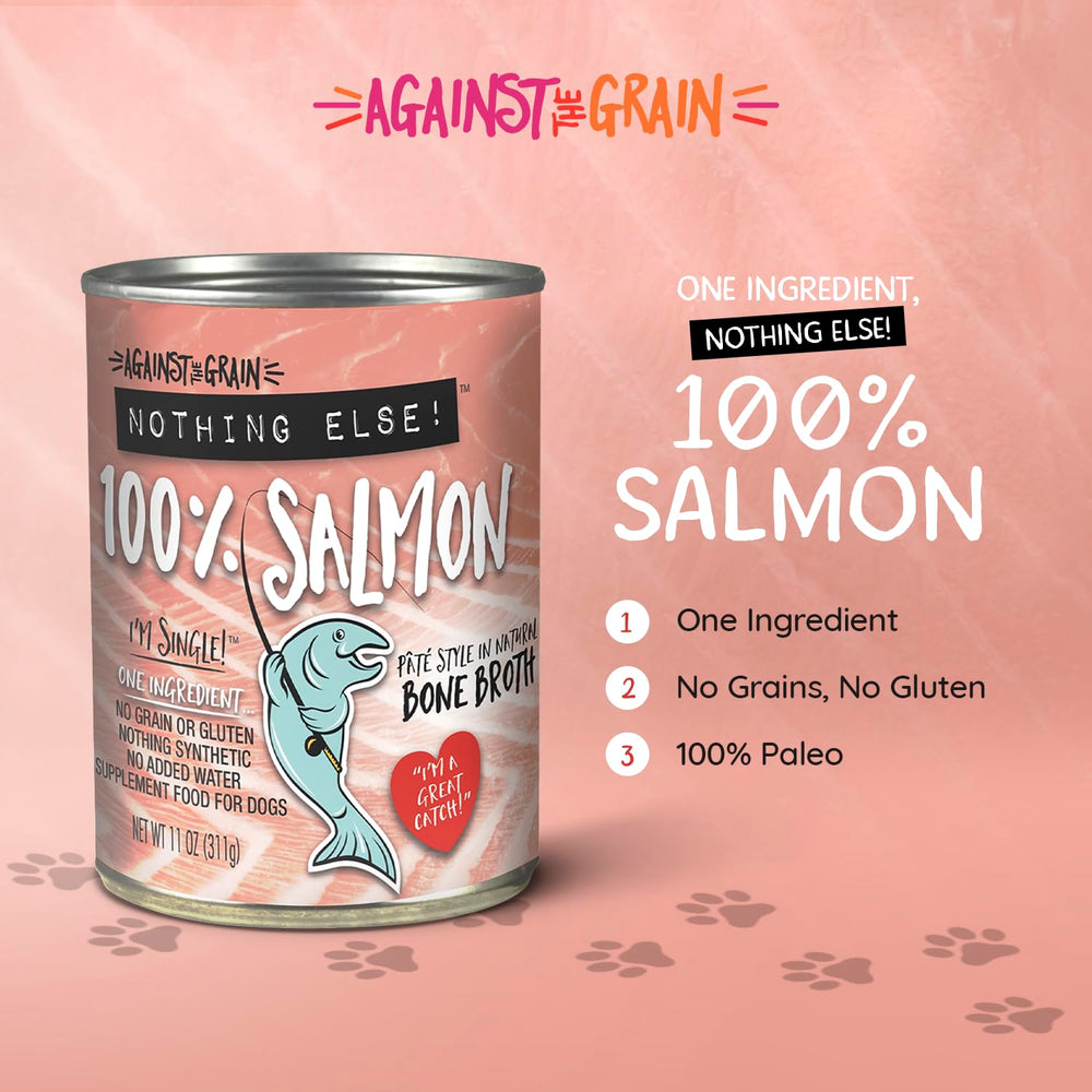 Evanger's Against The Grain salmon meatball-texture highlights a hearty bite with brothy moisture.