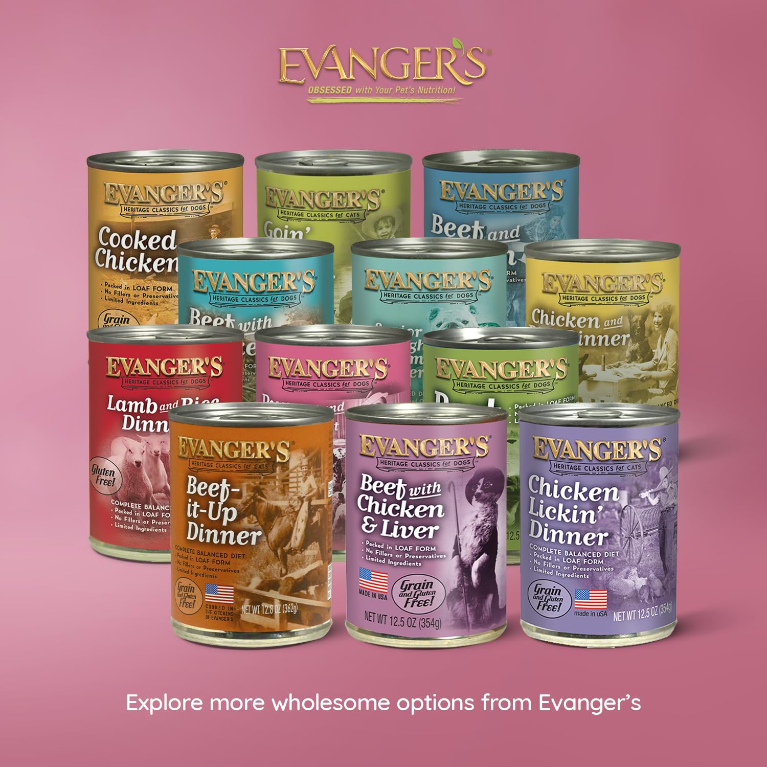 Evanger's Heritage Classic 12-count packaging supports easy stocking and routine feeding.