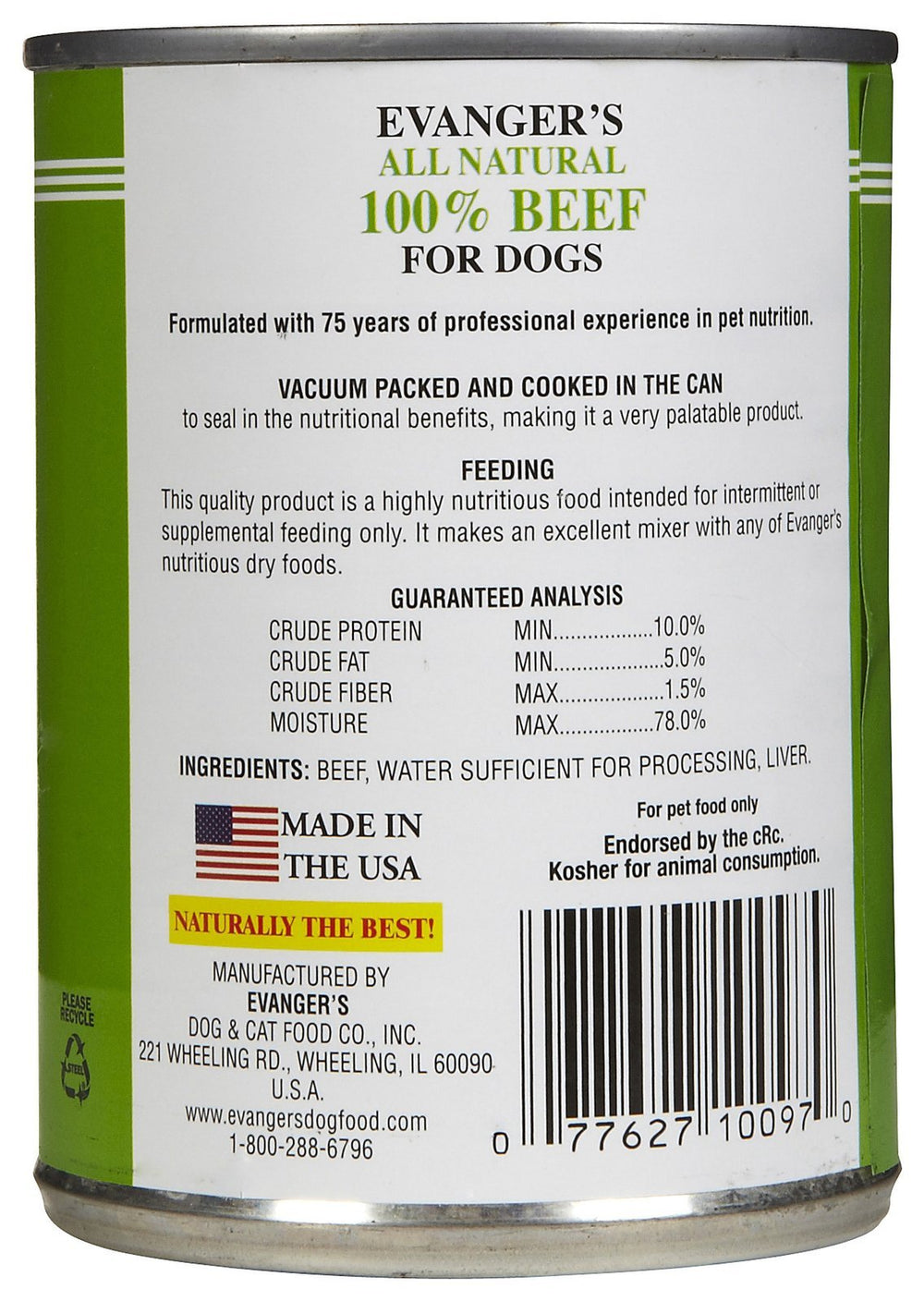 Evanger's Heritage Classic BPA-free packaging—eco-friendly cans for sustainable feeding.