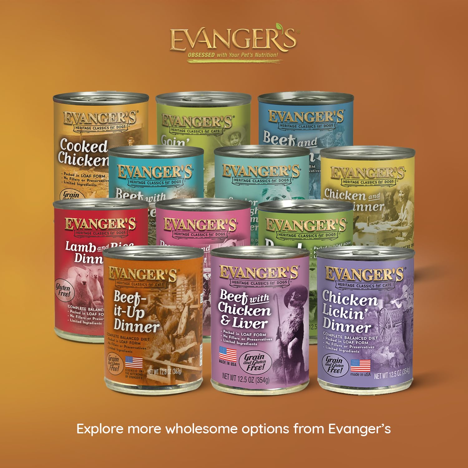Evanger's Heritage Classics market-fresh beef ingredient close-up signals protein-forward nutrition.