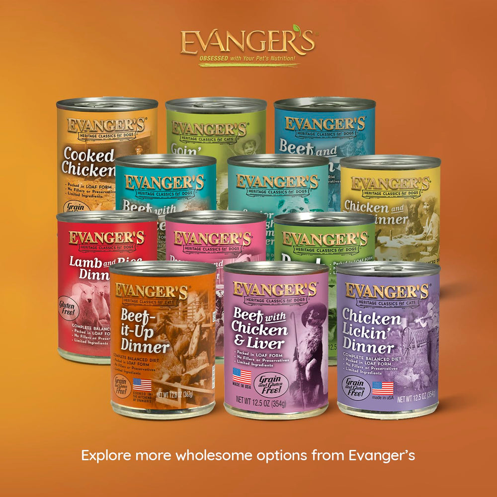 Evanger's Heritage Classics market-fresh beef ingredient close-up signals protein-forward nutrition.