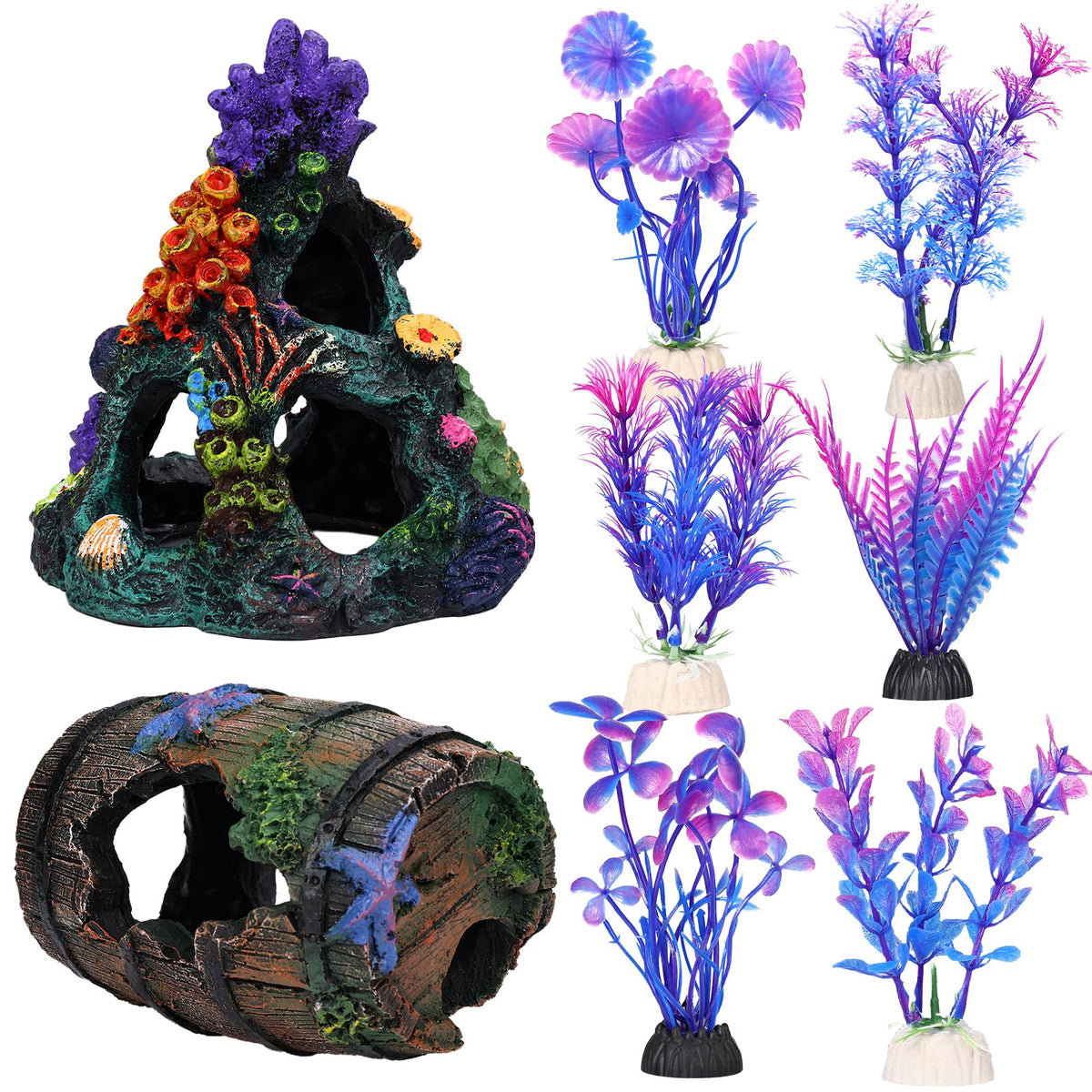 EVELOMO coral-mountain adds a natural cave hiding spot for small fish.
