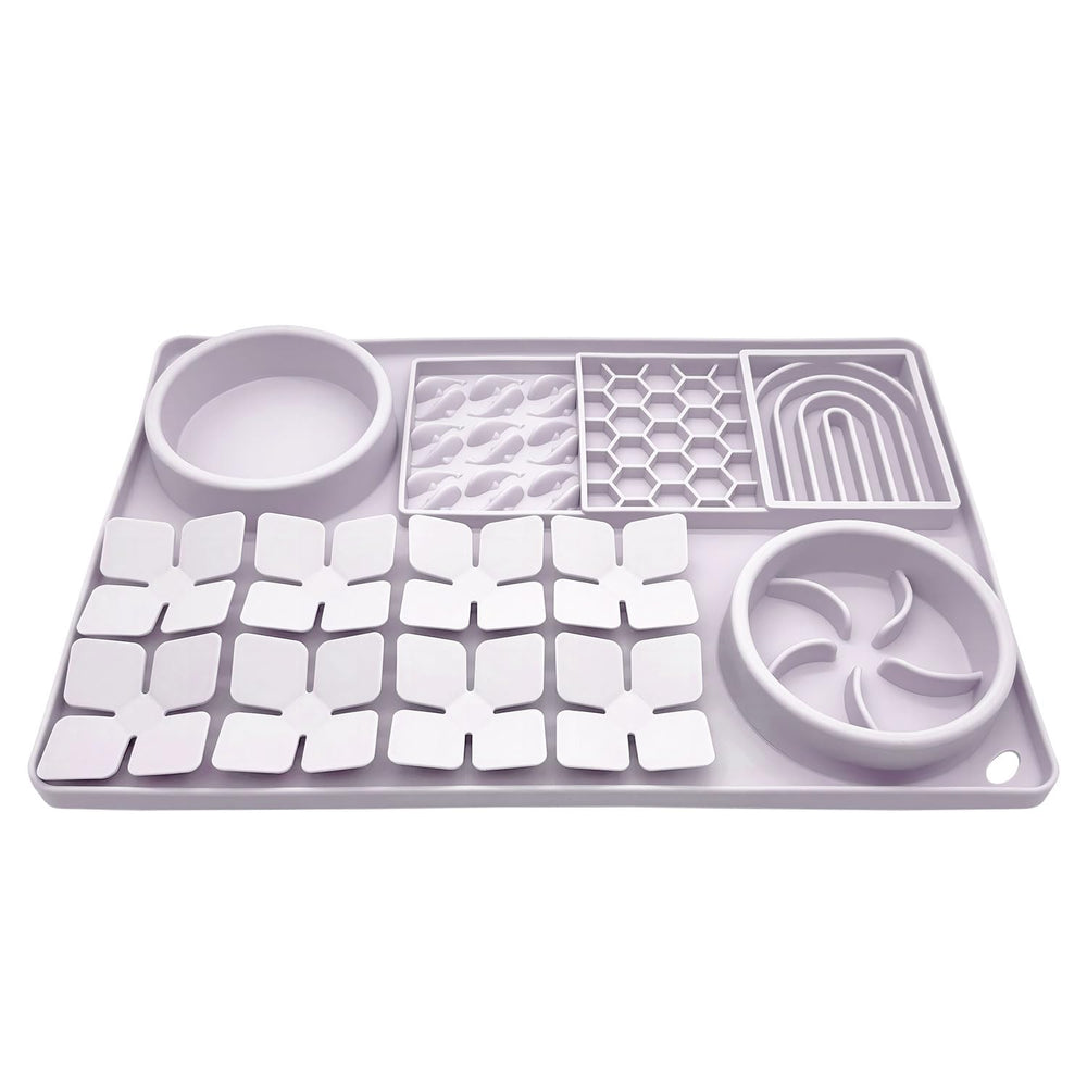 Evenco silicone lick mat-snuffle area holds treats while stimulating scent exploration.