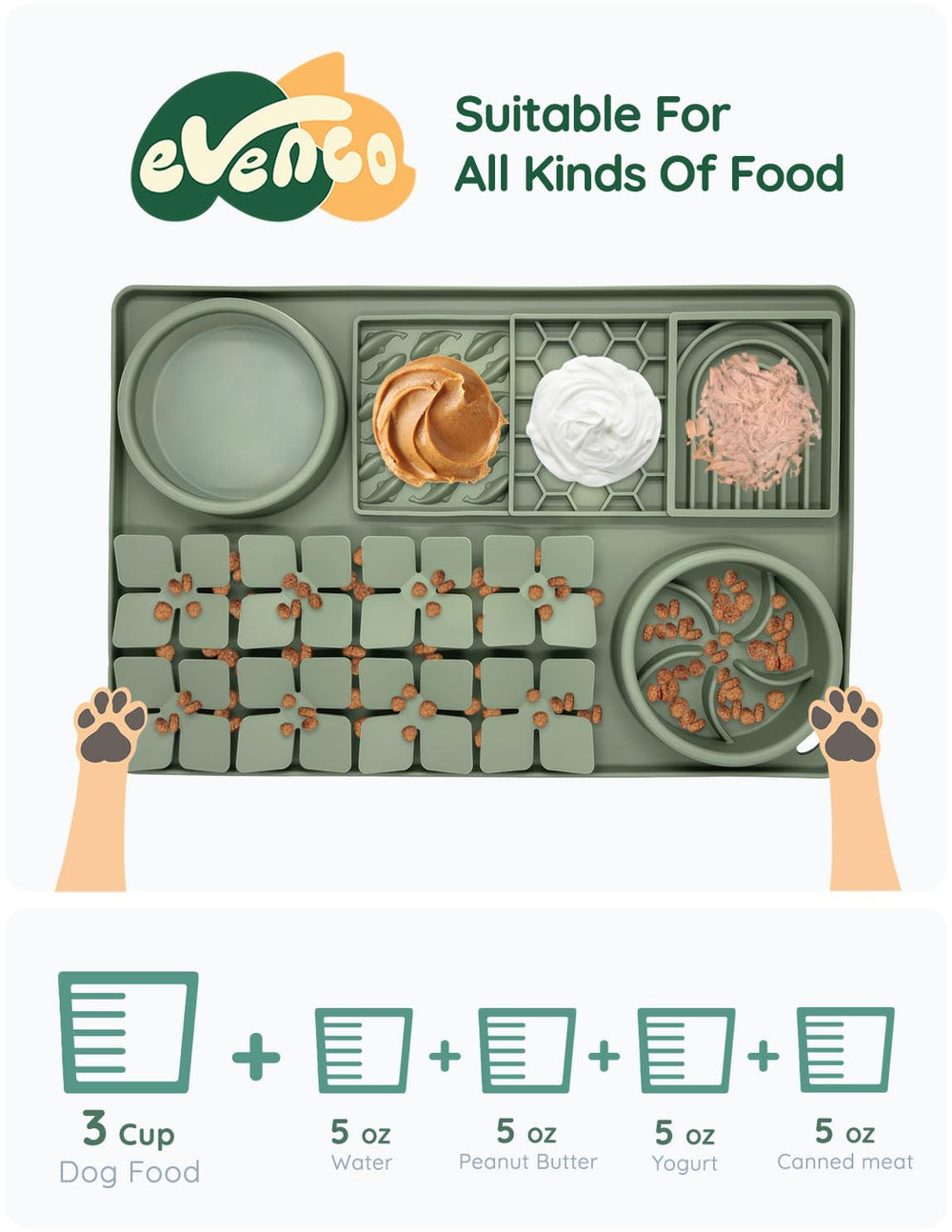 Evenco interactive sniff mat dark green for bored puppy enrichment
